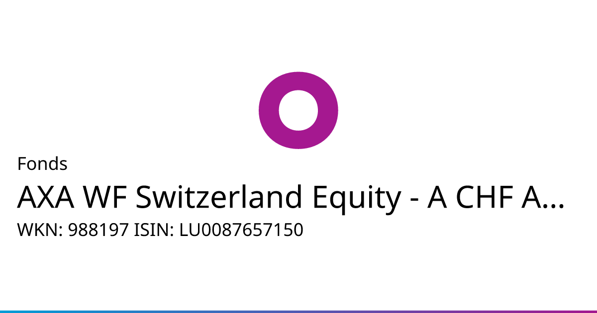 AXA FUNDS MANAGEMENT S.A. Fonds • AXA WF Switzerland Equity - A CHF ACC  (988197 | LU0087657150) • onvista